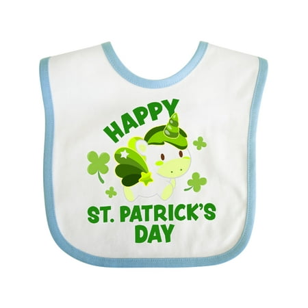 

Inktastic Happy St Patricks Day with Green Unicorn Gift Baby Boy or Baby Girl Bib
