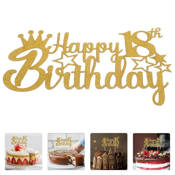Golden 18th Birthday Cake Topper for Festive Cake Decor with Exquisite Paper Craftsmanship