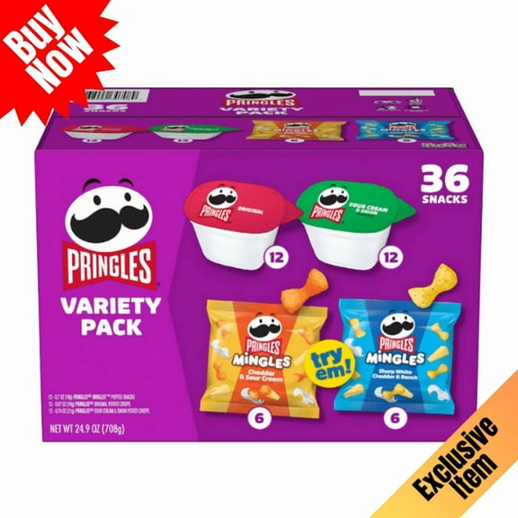 Pringles Mingles & Singles Snack Variety Pack, Assorted Flavors, 36 Count
