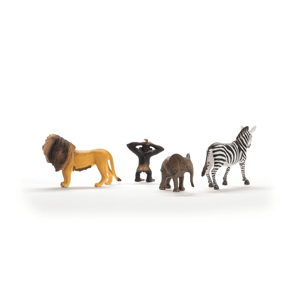 Schleich Wild Life Africa Starter Set - 4PC Wildlife Animal Set - With Zebra, Elephant Calf, Lion, Chimpanzee Figures - Kids 3+