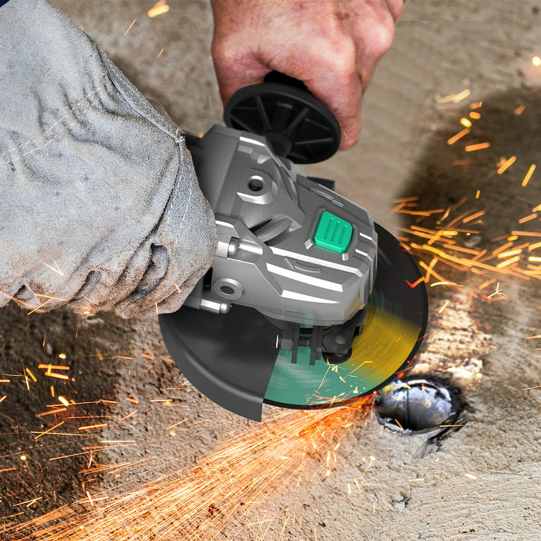 P.I.T. 20V Cordless Angle Grinder, 4 1/2 in. Power Angle Grinder 7/8  in.Arbor with 4.0 Ah Lithium-ion Battery and Charger, Diamond Cutting Wheel  and Flap Discs 