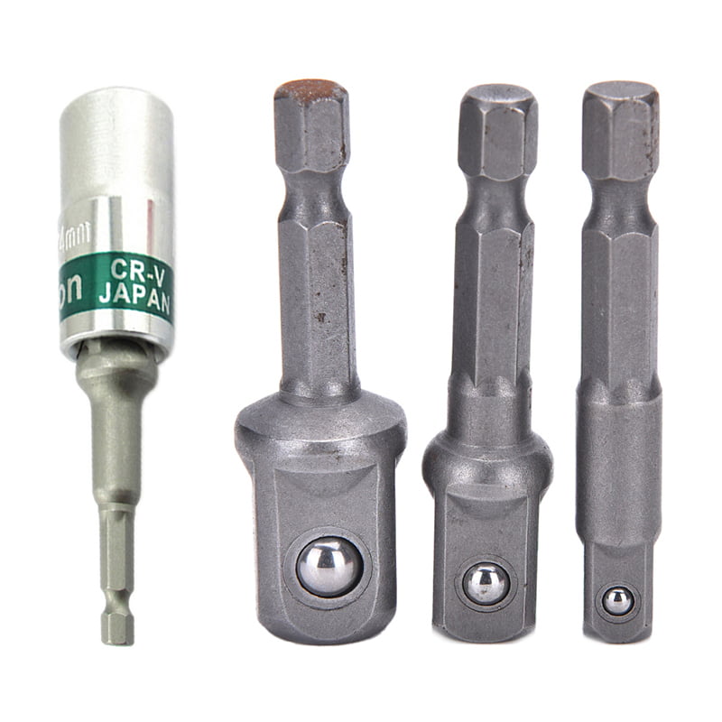 3 X Socket Adaptor Set 1/4 to 1/2 1/4 3/8 inch Cordless HEX Drill Bit Drive  BD 