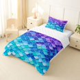 thumbnail image 2 of Feelyou Gradient Mermaid Scale Twin Comforter Sets for Kids Boys Girls, Dreamy Sea Princess Bedding Set, Purple Blue, Reversible, 2-Piece, 2 of 6