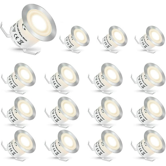 DAMAIE LED Recessed Spotlight, LED Recessed Spotlights Outdoor Downlights Lights for Stairs Step Stair Garden Patio Light, IP67 Waterproof (Natural White, 16 Pieces)
