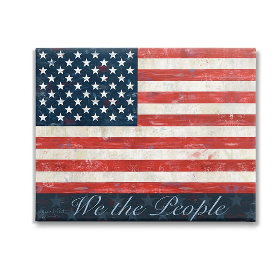 Stupell Industries We The People Flag Typography Painting Gallery Wrapped Canvas Art Print Wall Art, 20 x 16