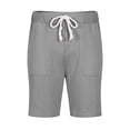 thumbnail image 3 of HOOMEUMY Men's Textured Drawstring Cargo Shorts with Pockets Stretch Elastic Waist Breathable Classic Solid Gray L, 3 of 5