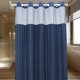 thumbnail image 3 of Cortina de ducha sin ganchos con forro de tela a presión, cortinas de ducha gruesas y resistentes con tejido de gofre y ventana superior de malla, juego de cortinas de baño impermeables estilo hotel,, 3 of 5