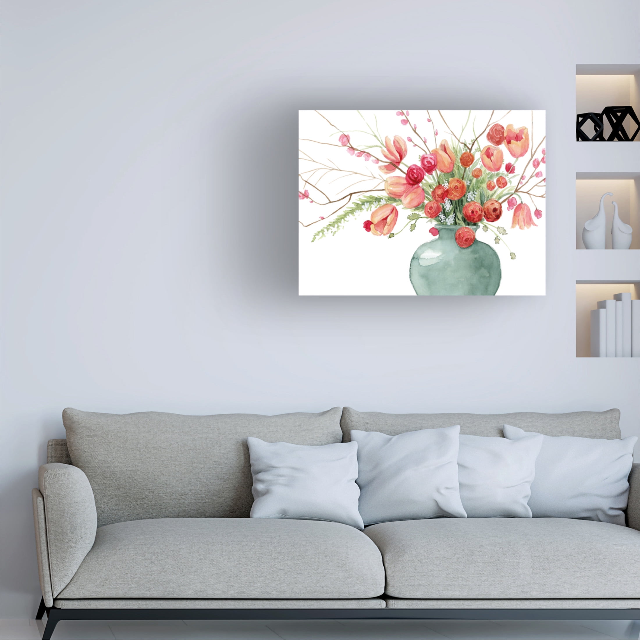 Canvas Wall Art - Grace Popp 'Vogue Bouquet I' Wall Art for Living Room, Bedroom, or Office Décor by Trademark Fine Art - 24 x 18 Inches