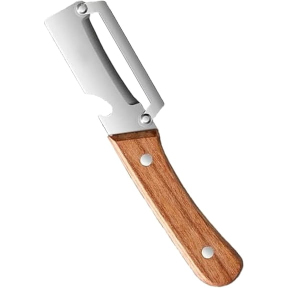 Kitchen Multi-function Stainless Steel Thickened Fruit Peeler Knife, Wooden Handle Vegetable Peeler with Ergonomic Handles with Bottle Opener, For Easy Potato, Fruit & Veggie Peeling (1)
