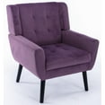 thumbnail image 3 of Soft Velvet Armchair Sofa, Velvet Upholstered Accent Chair with Black Legs and Armrest, Ergonomics Design Chair for Living Room Bedroom Indoor Home, Lavender Purple, 3 of 7