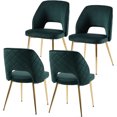 thumbnail image 5 of Modern Accent Dining Chairs Set of 4, Upholstered Velvet Dining Room Chairs with Hollow Back, Tufted Kitchen Chairs Side Chairs with Gold Metal Legs for Living Room Restaurant, Dark Green, 5 of 5