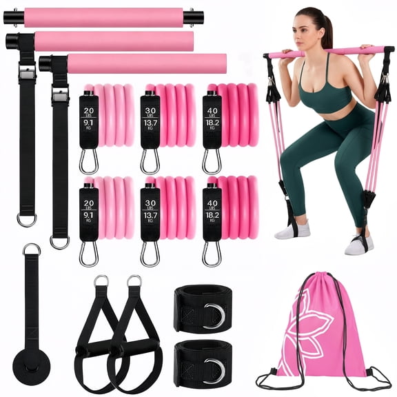 Dowellia Pilates Bar Kit with Resistance Bands, Pilates Workout Equipment for Legs,Hip,Waist and Arm, Exercise Fitness Equipment for Women & Men