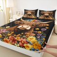 thumbnail image 3 of Homewish Brown Farmhouse Cow Full Size Sheets for Child, Vibrant Groovy Flower Floral Bed Sheets, Kawaii Animal Sheet Sets, Ultra Soft Bedroom Decor, 4 Pieces, 3 of 7