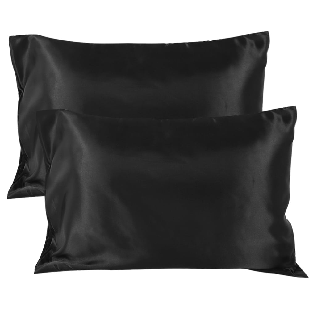 Rdeghly Pillow Case bedding Luxury Soft Silky Satin Pillowcase Black With Zipper Great For Hair And Skin Satin Pillowcase Uk Us Queen 51 76 2 cm