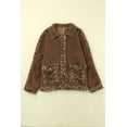 thumbnail image 4 of POGLIP Veste Sherpa à Poches pour Femmes à Patchwork Léopard, 4 of 6