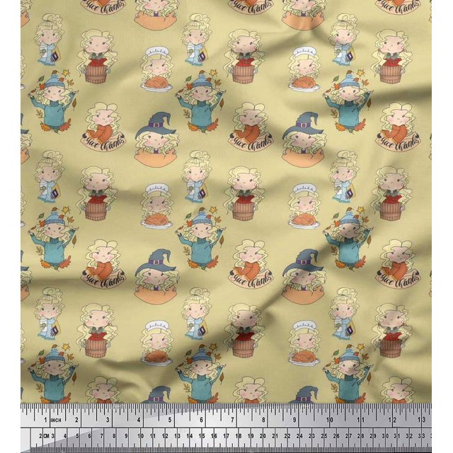 Soimoi Modal Satin Fabric Cute Girl Kids Decor Fabric Printed Yard 42 Inch Wide