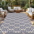 thumbnail image 2 of Navy Blue Baroque Outdoor Rug 5x7 Ft - Reversible Patio Rug Outdoor Camping Rugs, Vintage Abstract Art Pattern Washable Indoor Outdoor Area Rugs, Non-Slip Outdoor Carpet Runner for Deck/Porch, 2 of 8