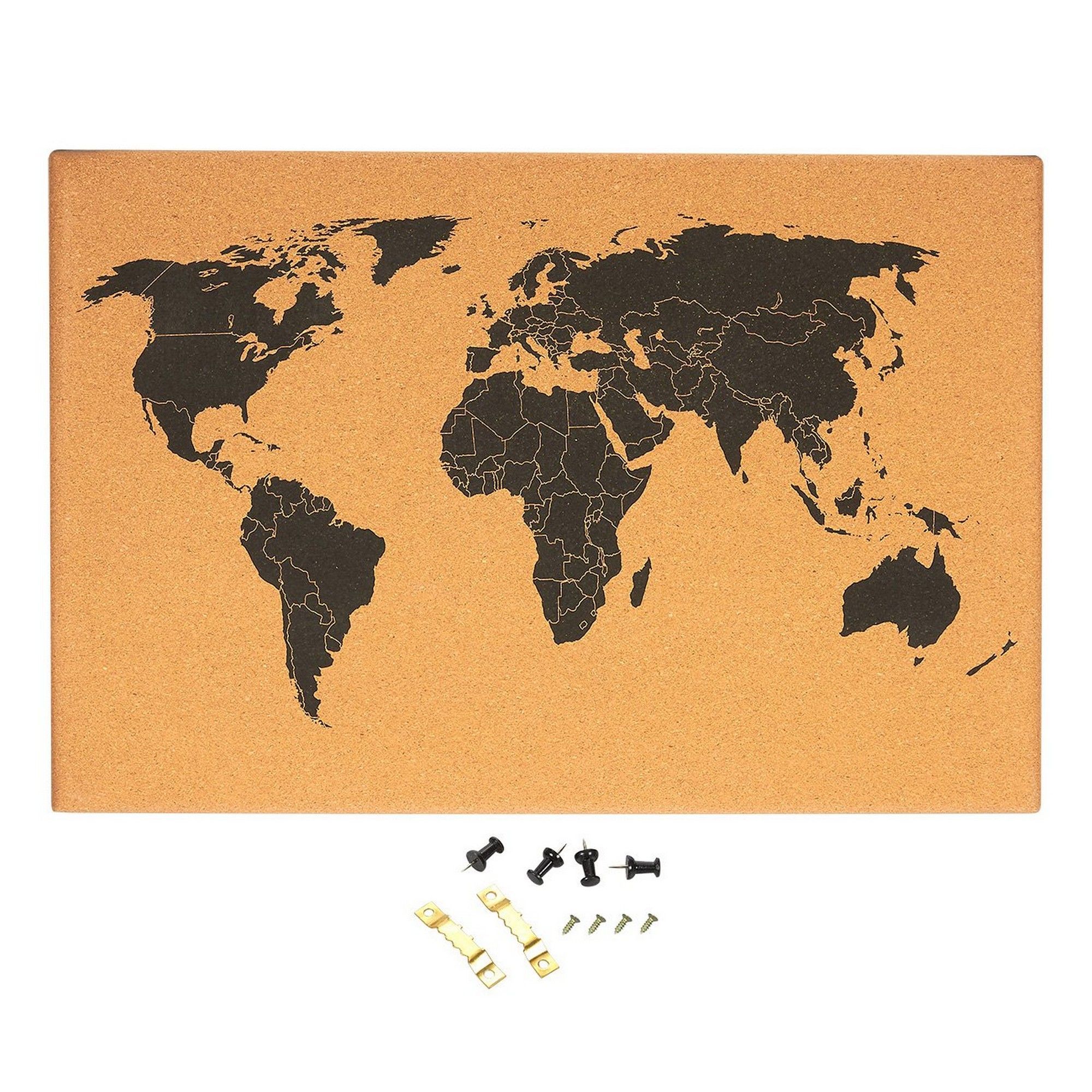 Cork Board Map Of The World Wall Mount Bulletin Board