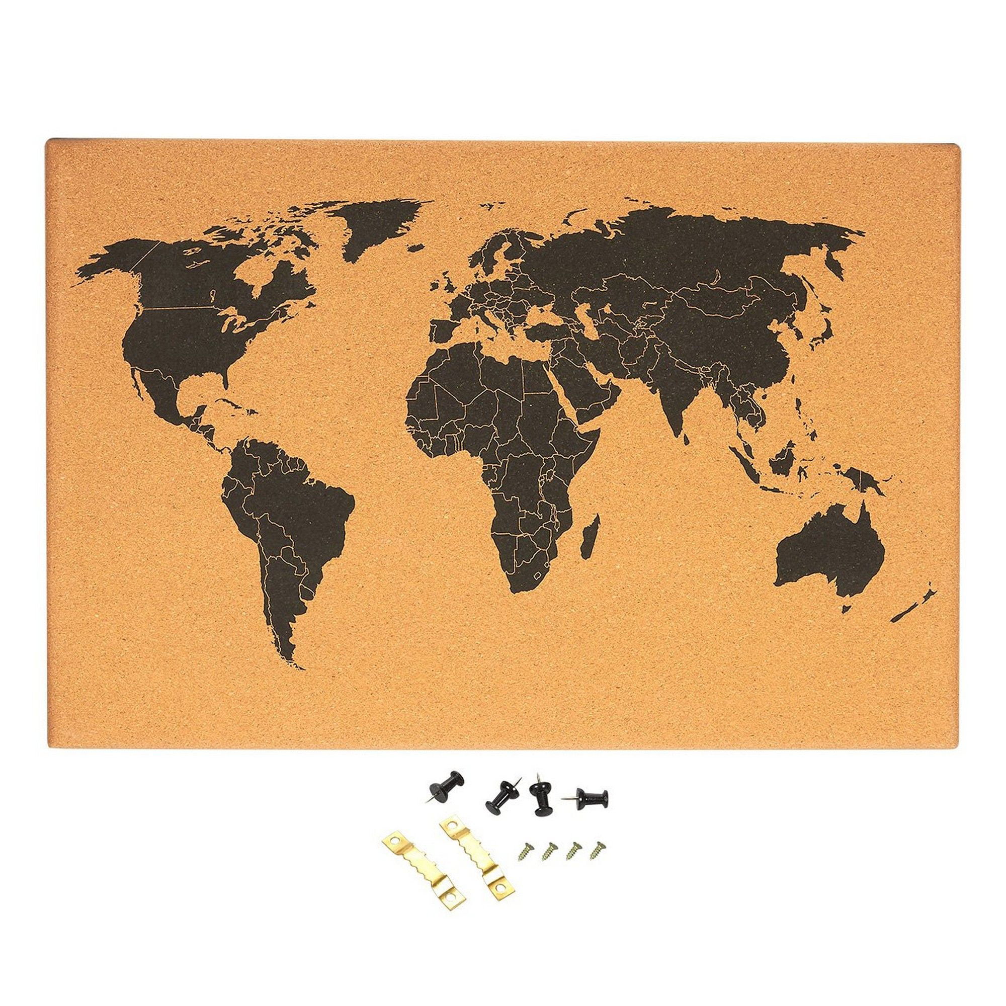 Cork Board Map Of The World Wall Mount Bulletin Board With