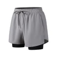thumbnail image 2 of OGLCCG Men's 2 in 1 Running Shorts Summer Elastic Waist Gym Athletic Workout Shorts with Liner Stretch Ice Silk Running Joggers Shorts,M,Gray, 2 of 5