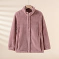 thumbnail image 2 of jtjvou Women's Lightweight Warm Zip Up Long Sleeve Soft Fleece Jacket for Fall Winter Stand Collar Coat with Pockets Pink XXL, 2 of 6