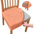 thumbnail image 1 of SHILIU-Waterproof Dining Chair Covers Set of 6, Diamond Pattern PU Chair Seat Slipcovers Removable Washable Chair Covers Protector Dining Room, Kitchen Chair Covers Slipcover, Rear Gapped, Orange, 1 of 4