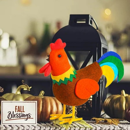 

Outdoor New Thanksgiving Doll Cartoon Realistic Cute Chick Doll Rooster Hen Decorative Ornaments Orange Wing And Green Wing Models