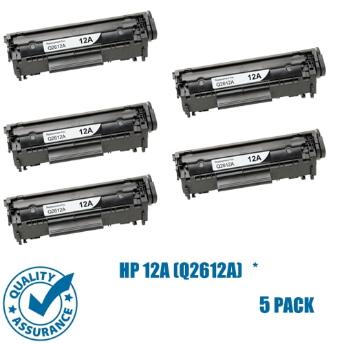 Printer ProTM 5 Pack HP 12A (Q2612) Cartouche de Toner Noir-HP Imprimante LaserJet 1018 1020 1022 3015 3030 3050 3052 3055 M1319