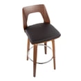 thumbnail image 7 of Trilogy Mid-Century Modern Barstool In Walnut And Brown Faux Leather - Set Of 2, 7 of 7