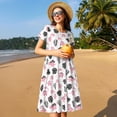 thumbnail image 4 of Lsque Cute Dinosaur Print Women's Casual Dress T-Shirt Summer Short Sleeve Scoop Neck Swing Dresses, 4 of 6