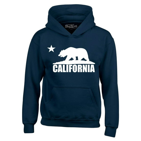 Shop4Ever Men's California White Bear Hoodies Republic of CA  Hooded Sweatshirt Hoodie XXX-Large Navy