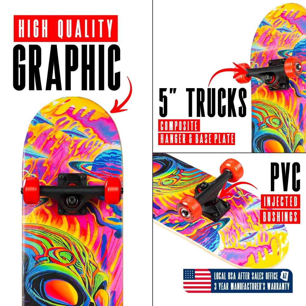 Beginner Skateboard for Kids and Teens – 31" Maple Deck – ABEC-5 Bearings – Easy to Ride – Madd Gear LTR