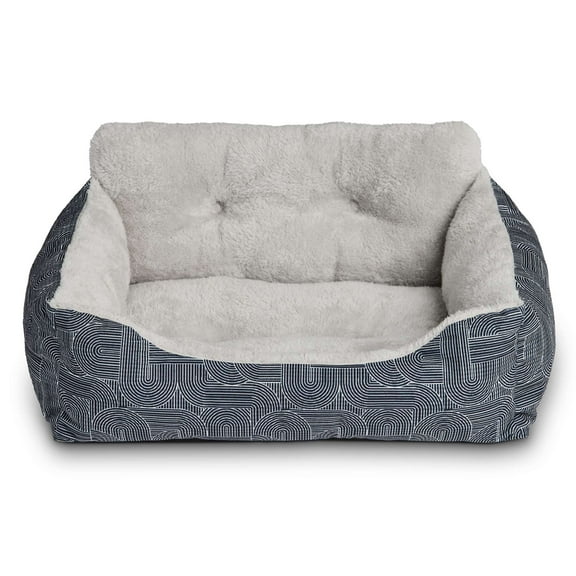 Vibrant Life Puppy Dog Bed, Plush Bolster Dog for Small Dogs, Small, 21" x 17", Black