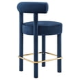 thumbnail image 5 of Counter Stool Chair, Set of 2, Midnight Blue, Velvet, Bar Pub Cafe Bistro Dining Kitchen Hospitality Restaurant, Modern Contemporary Boutique HB36132, 5 of 11