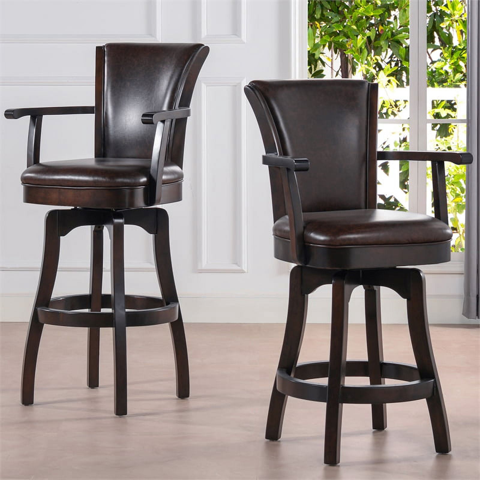 Williams 31" Swivel Bar Stool with Armrests Vintage Brown Faux Leather