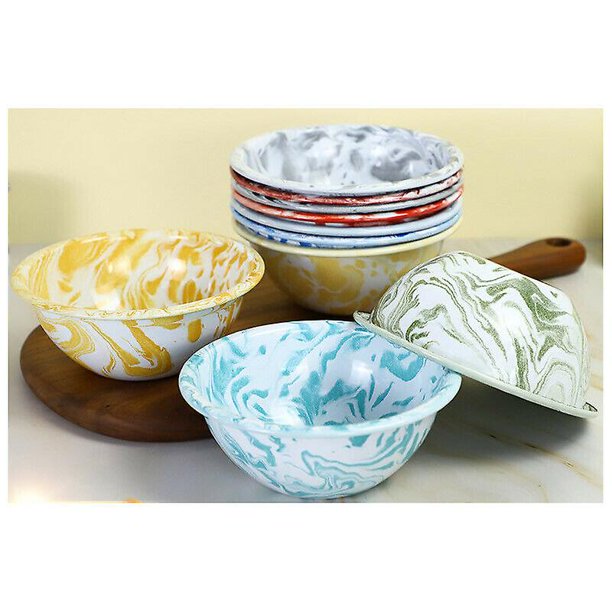 Ensalada de cereales de sopa de cuenco de esmalte de cocina de mezcla Vintage 12-20 cm fácil de limpiar