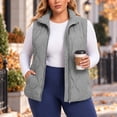 thumbnail image 4 of Diufon Plus Size Quilted Vest for Women Full Zip Stand Collar Sleeveless Puffer Jackets Fall Winter Outerwear with Pockets, 4 of 8