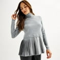 thumbnail image 3 of Women's Nine West Turtleneck Sweater with Pleated Hem Color: Midnight Wine Size: MEDIUM, 3 of 4