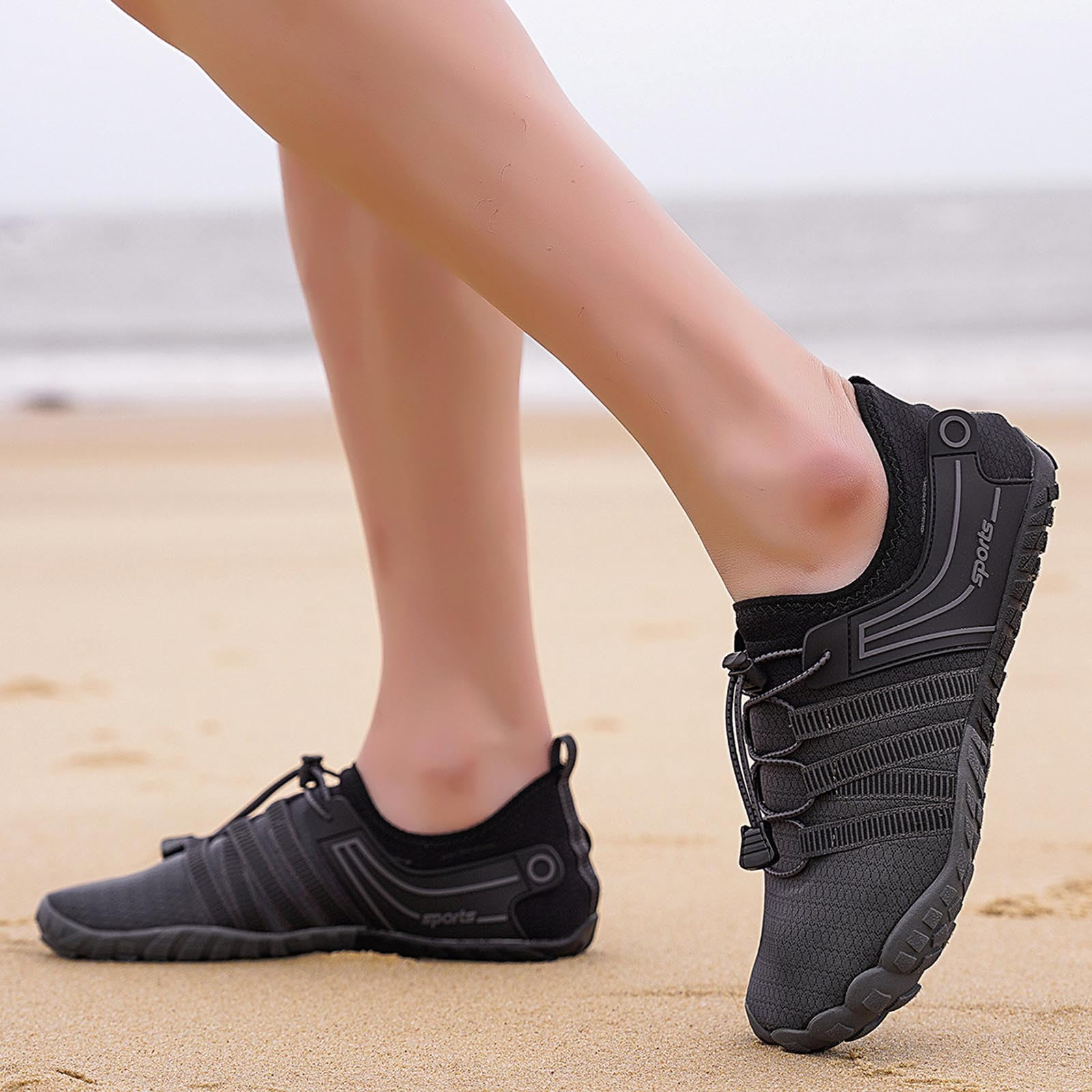 Barefoot Shoes Womens Men,Unisex Barefoot Water Shoes Breathable, Anti- Hiking Footwear for Athletic Wide Toe Shoe Footwear for Hiking, Walking, Running, Yoga, and Water Sports(Black/40)