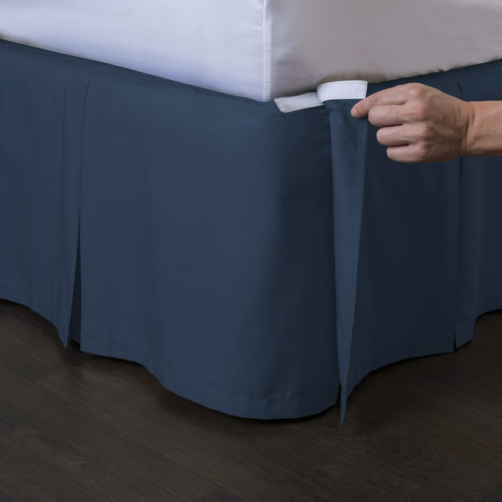 Ashton Detachable Bedskirt (Queen Size, Navy, 14" Drop) Easy on/Easy