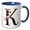 Blue/White, variant on 3drose, Pretty Pink Magnolia Flower Monogram Initial K, 11oz Two-tone Black Mug
