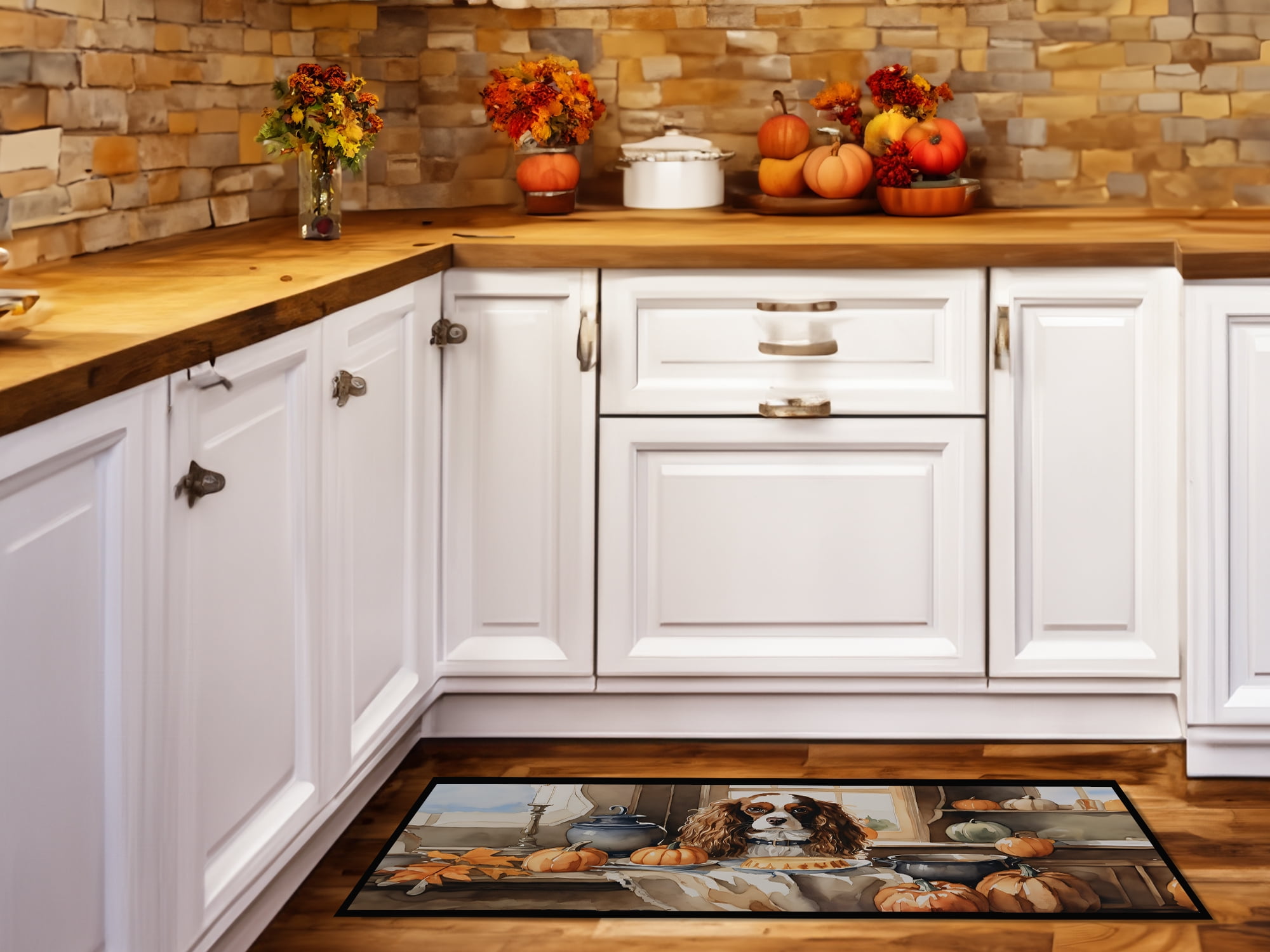 Cavalier Spaniel Fall Kitchen Pumpkins Runner Mat 28x58 58 in x 28 in