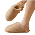 thumbnail image 4 of Viluyesy Womens Fuzzy Slippers, Memory Foam Non-Slip Plush Cozy Winter Cotton Warm House Slippers Coffee, 4 of 5
