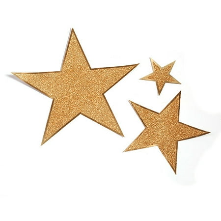 12" Glitter Star Cutouts, Gold