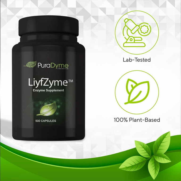 PuraDyme LiyfZyme Plant-Based Digestive Enzyme Supplement