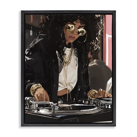Stupell Industries Modern DJ Focused On Turntables Black Floating Frame Canvas Art, 17 x 21, by Franklyn Gregory