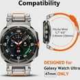 thumbnail image 5 of Compatible for Samsung Galaxy Watch Ultra Bands 47mm (2025/2024) Men Sport Band Durable Armor Military Rugged Silicone Rubber Band with Stainless Steel Metal Connector, Titanium/Orange, 5 of 9