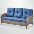 thumbnail image 2 of Gymojoy Outdoor 3 Seats Sofa, Patio Rattan Wicker Seactional Couch with Cushions, Navy, 2 of 9