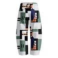thumbnail image 6 of kaondbfi Women's Print Cropped Pants High Waist Button Fly Casual Loose () Fabric Baggy Trousers with Pockets for Summer, 6 of 6