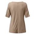 thumbnail image 5 of WAIIMAK Womens Tops Solid Color Round Neck T-Shirt Spring/Summer Shirt Strapless Tees, 5 of 5